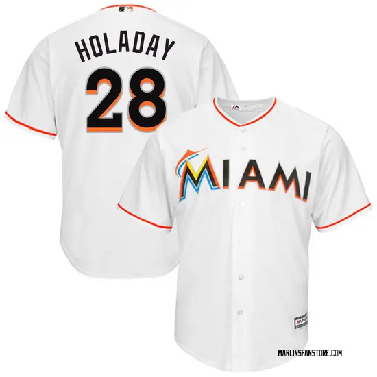 Bryan Holaday Miami Marlins Replica Cool Base Home Majestic Jersey - White